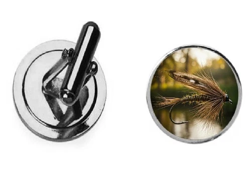 realistic fly fishing fish   Dome Cufflinks dad Groom Wedding Jewellery