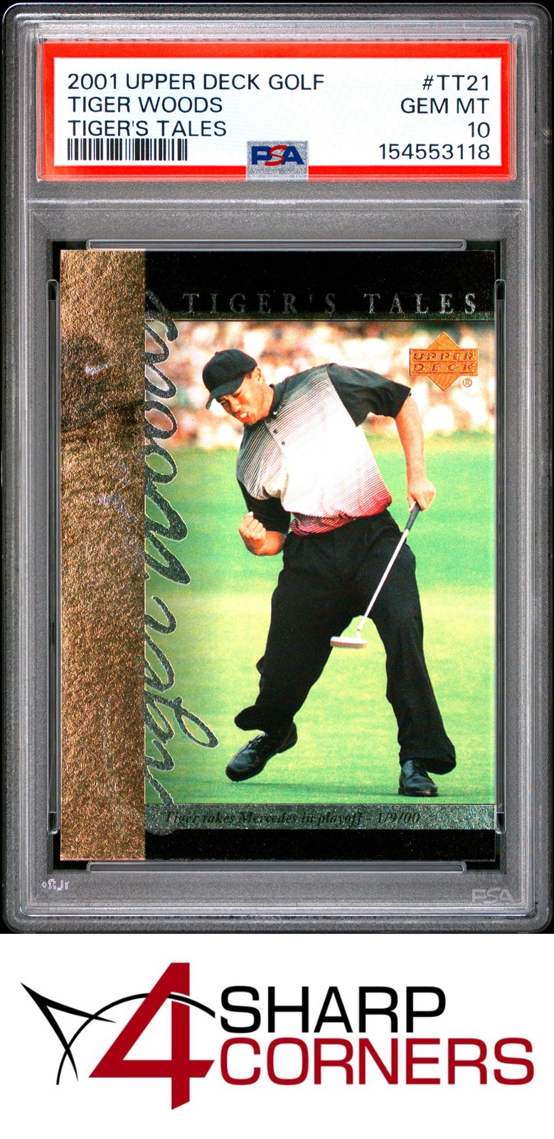 2001 UPPER DECK GOLF TIGER'S TALES #TT21 TIGER WOODS RC HOF PSA 10