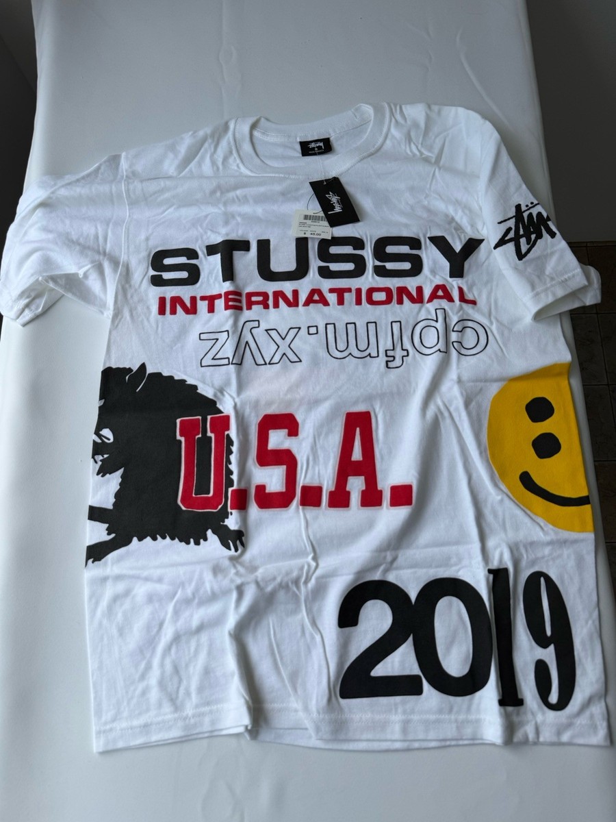 STUSSY CACTUS PLANT FLEA MARKET USA 2019 T SHIRT MEDIUM WHITE CPFM
