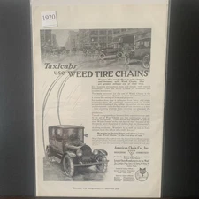 Vintage 1920 Weed Tire Chains Taxicabs Ad Advertisement 