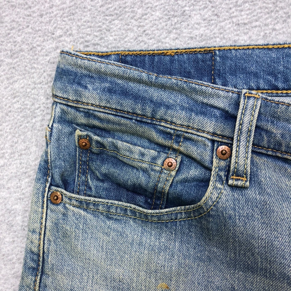 Jeans Levi's 513 Para Hombre 34x30 Azul Calce Ajustado Corte Recto Elástico Denim Lavado Ligero Foto 3 de 4