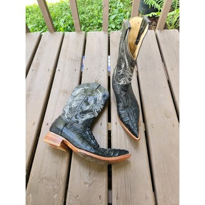 Mexican Pointy Western Boots Black Caiman PRINT Pointed Toe Mens 28 MEX 10 US
