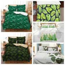 3D Tropical Leaves Watercolor Green Quilt Cover Duvet Cover Comforter set