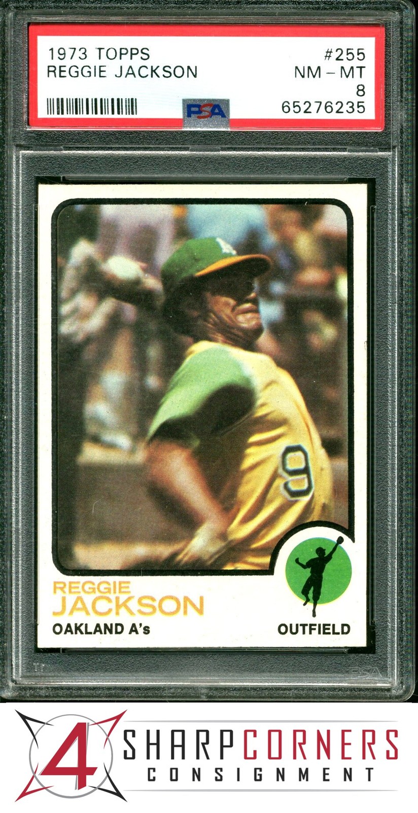 1973 TOPPS #255 REGGIE JACKSON ATHLETICS HOF PSA 8