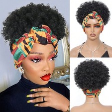 Black Headband Wigs For Women Afro Kinky Curly Synthetic Short Hair