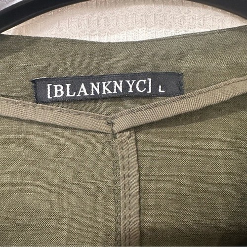 BLANKNYC Olive Green Draped Front Jacket L Waterfall Asymmetrical Hem - Picture 2 of 5