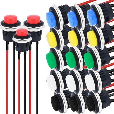 RUNCCI-YUN 18 Stück 3V-6V-12V-24V mini Rund Momentary taster,16mm Vorverkabelt