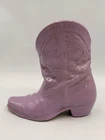 Vtg Frankoma Pottery Cowboy Boot #133 Wall Pocket Western Vase 7" Purple