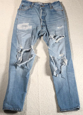 Levi's RE/DONE 80s Slim Straight Womens Jeans Button Fly Distressed Cotton Sz24