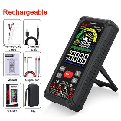 Smart Rechargeable Digital Multimeter True RMS 9999 Counts 1000V 10 ADC AC Volta