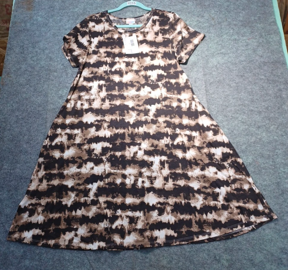 Nuevo con etiquetas Vestido Jessie Lularoe GRANDE con Bolsillos Marrón, Negro, Blanco Estampado #248089 Foto 2 de 4