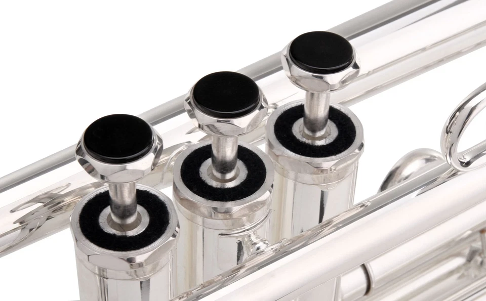 Tromba in Bb Nichel Argento per Studente 3 Embolo Set Custodia Bocchino Leggio - Immagine 3 di 4