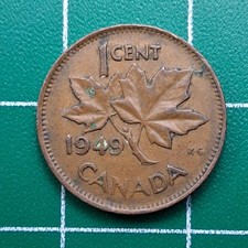 1949 Canada 1 Cent King George VI / Maple Leaf Bronze Coin