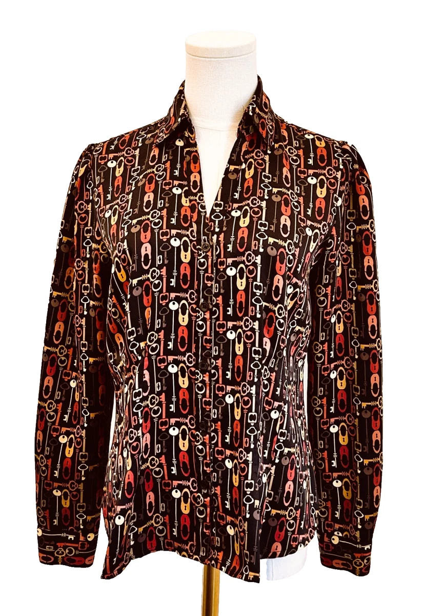 Women's V Neck Long Sleeve Button Down Shirt Button Décor - White