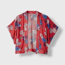 Seafolly Girl's Red Tropical Open-Front Kimono Swimwear Cover-Up One Size