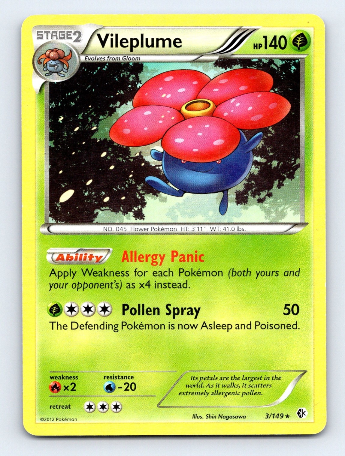 Vileplume Non Holo Rare Boundaries Crossed 3/149 LP