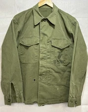 P58 USMC Vintage Blouse Top Shirt Jacket US Military P56 Sateen HBT Olive 1950s