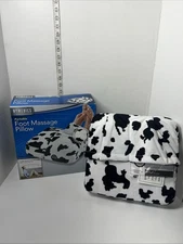 HOMEDICS Foot Massage Pillow Plush Portable Comfortable Relax Cow print Open Box