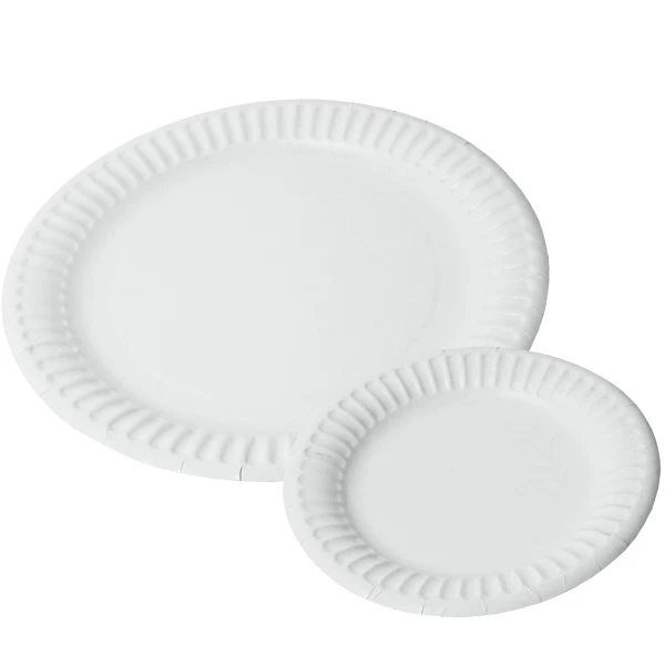 100 Small & 100 Big PAPER PLATES . . . . white party ware snack light  weight lot