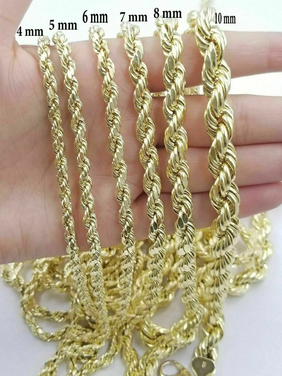 10k Yellow Gold Rope Chain Necklace 18-30 Men Women 4mm-10mm Real Gold  Sale