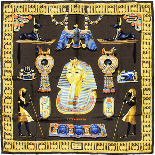 Hermes Scarf TUTANKHAMUN 90cm Silk Foulard Carre VLADIMIR RYBALTCHENKO - Picture 1 of 7