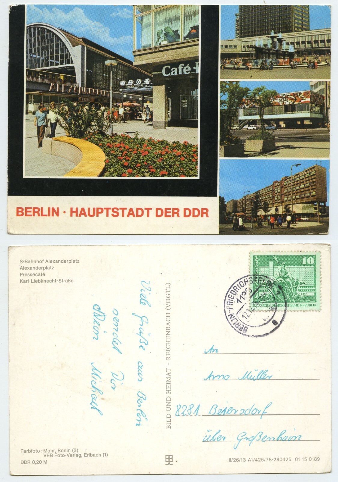 117071 Berlin, Hauptstadt der DDR Ansichtskarte, gelaufen 12.12.