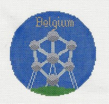 BELGIUM Country 4.25" Ornament handpainted Needlepoint Canvas by Silver Needle