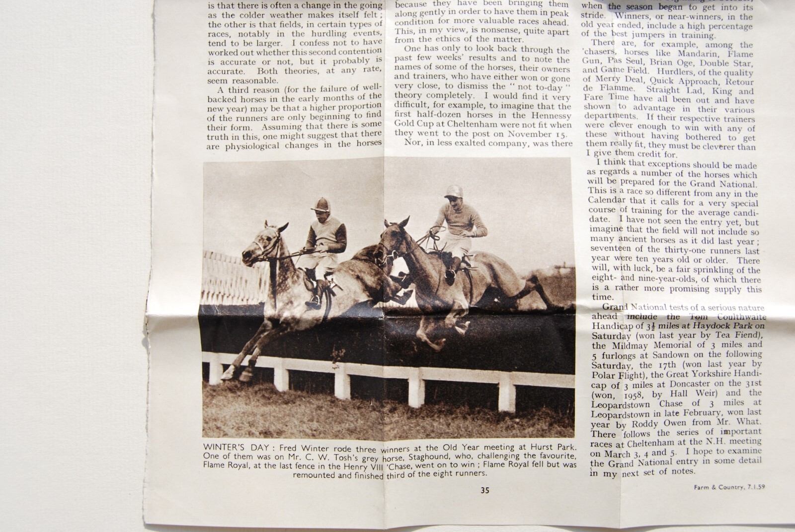 1959 HORSE RACING PRESS CUTTINGS THE CALLANT, OXO, MR WHAT, NEJI