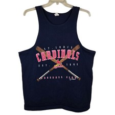 Vtg 2000 St Louis Cardinals Sz XL MLB Baseball Tank Top T-Shirt Navy Blue