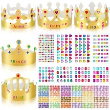 Paper Princess Prince Crowns for Kids Birthday Party Hats Gold for Boys Girls...