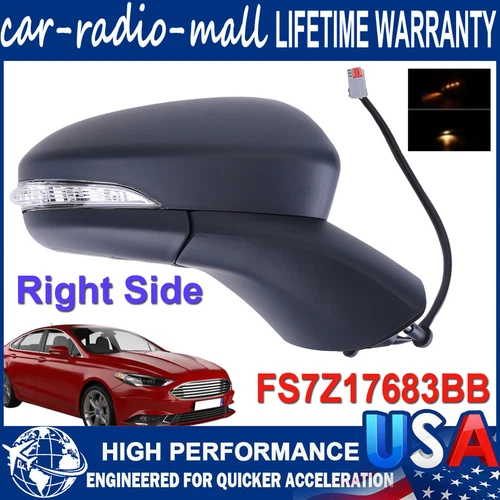 Fit Ford Fusion 2015-2020 Right Passenger Side Mirror RH 7Pin Primed Siganl Lamp