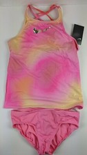Nike Girl's Spectrum Spiderback Tankini Set, Pink, Big Kids XL