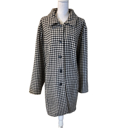 Torrid SZ 4 4X 26 Black White Lined Wool Blend Outerwear Houndstooth Coat Jacket - Picture 1 of 9