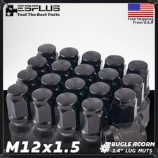 16 Pc Honda Lug Nut M12x1.5 Black Fit 4-Lug Accord/City/Civic/CR-X/Fit/Insight