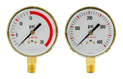 2'' x 30 PSI & 400 PSI Welding Regulator Repair Replacement Gauges For Acetylene
