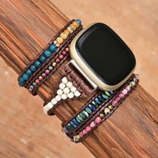 for Fitbit Versa 4/Sense 2 Band Bohemian Natural Stone Watch Strap Boho Bracelet