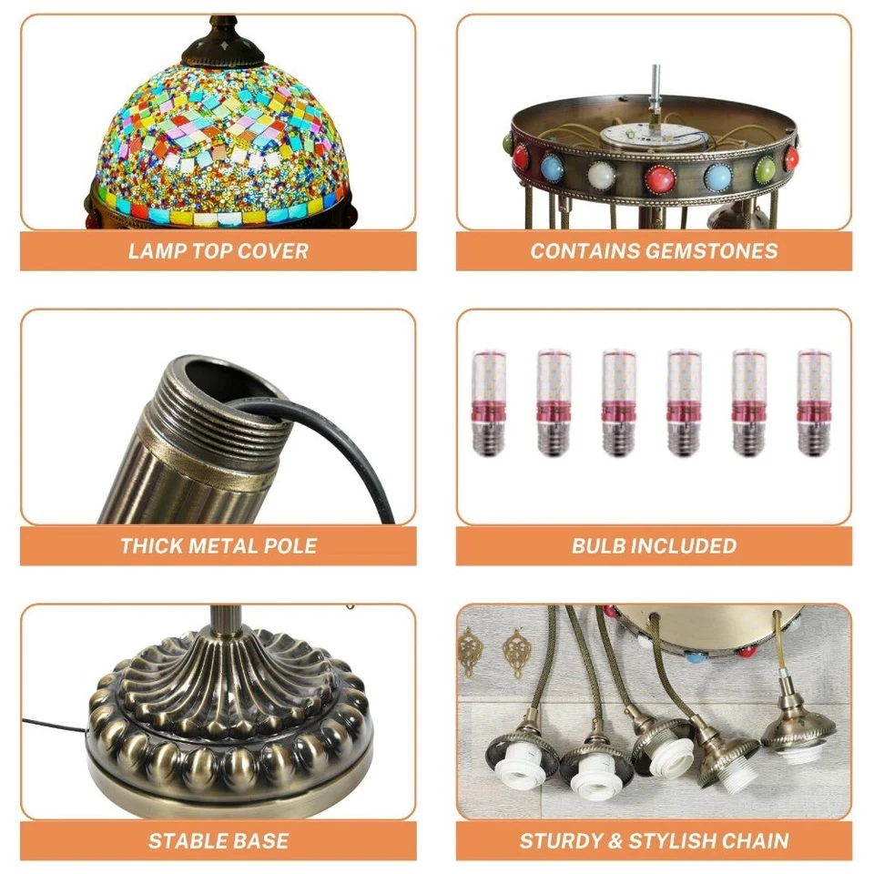 Turkish Lamp with Upgraded Lampshade Mosaic Globe Floor Lamp for Home Decor - Image 4 of 4