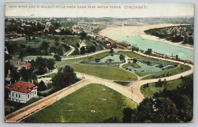 View From Water Tower Ohio River E Walnut Hills Cincinnati OH 1907 Postcard B8