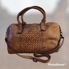 Vtg Costanza Rota Italian Leather Woven Satchel Shoulder Crossbody Tote Bag