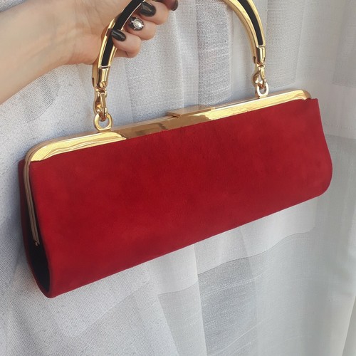 Bellissima borsa collezione BALMAIN hm, rossa camoscio. Red and gold bag |  eBay