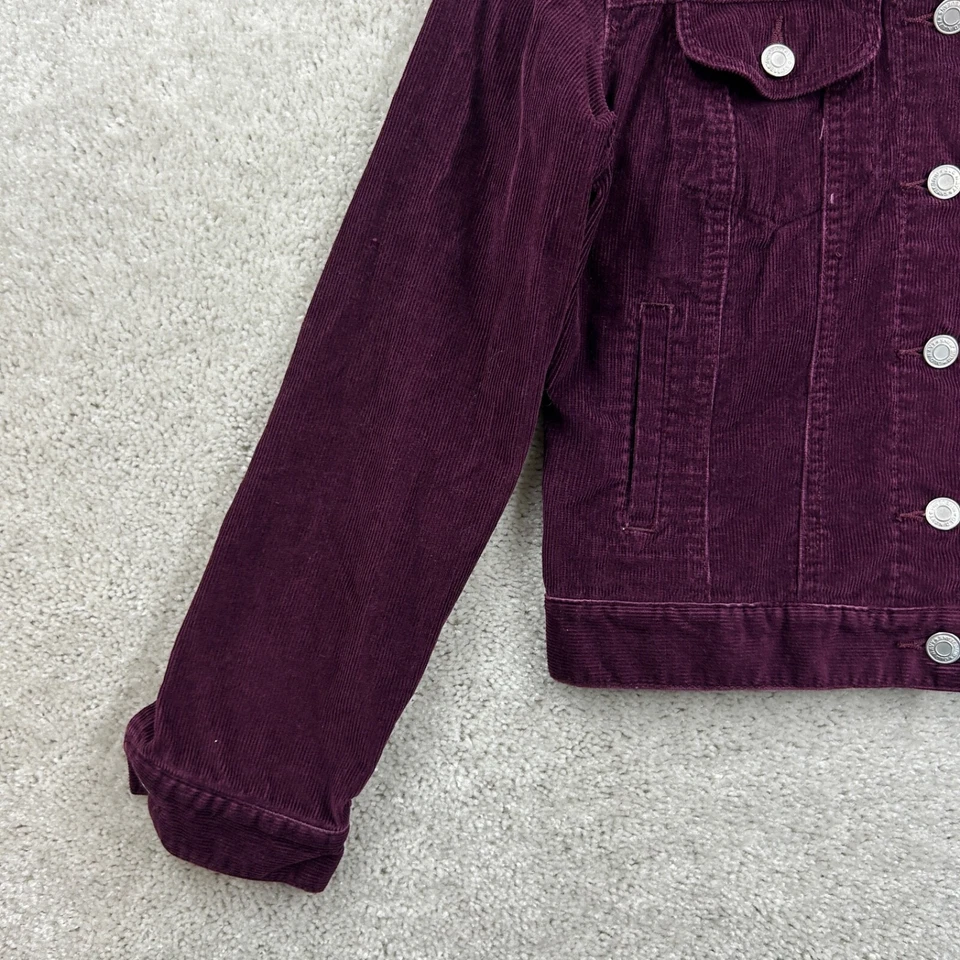 Chaqueta Old Navy Para Mujer Talla XS Borgoña Pana Motociclista Camionero De Colección Y2K Foto 2 de 4