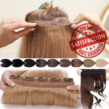 THICK Clip In Remy 100 Human Hair Extensions One Piece Weft Full Head Cinnamon