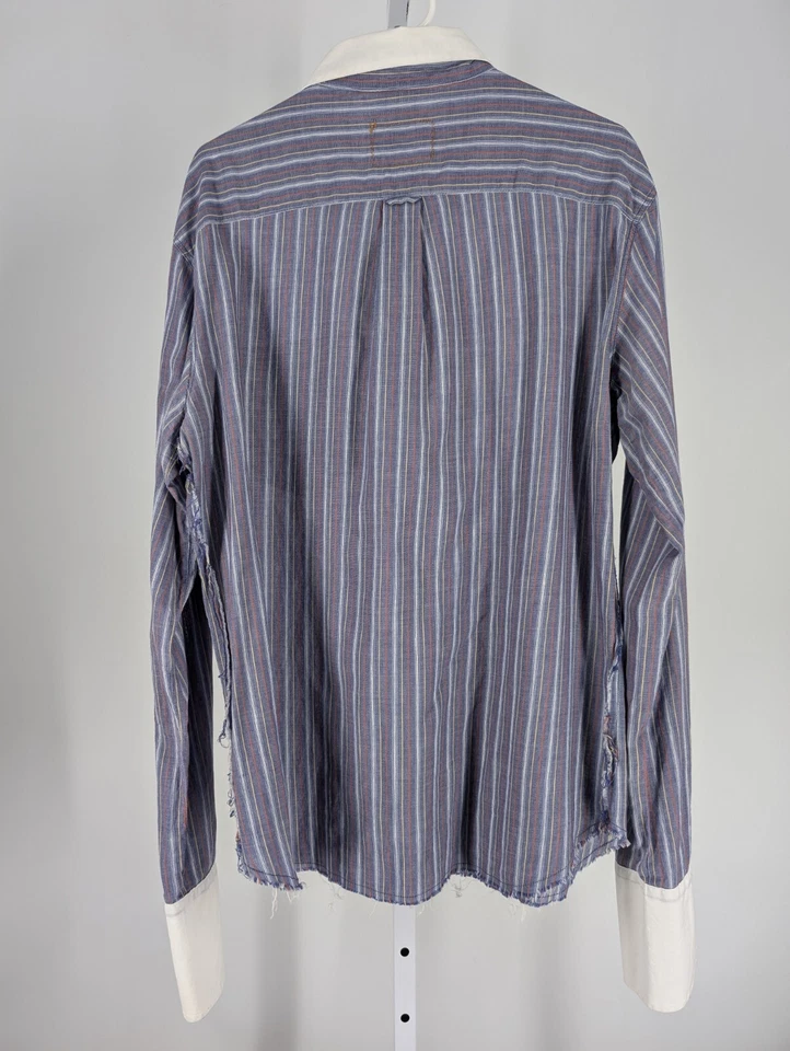 Camisa Dolce Gabbana Y2K D&G Edición Limitada Thrash Cambray Rayas Índigo Puño Francés Foto 3 de 4