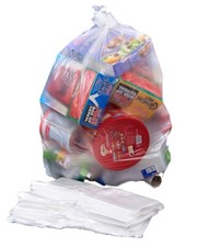 RECYCLING BAGS CLEAR BIN BAGS RUBBISH SACKS -STANDARD 64 OR HEAVY DUTY 140 GAUGE