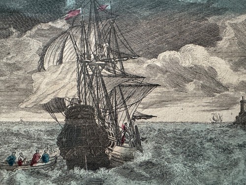 Oran (Algérie) gravure XVIIIéme Départ de plusieurs vaisseaux du Port. - Imagen 3 de 9