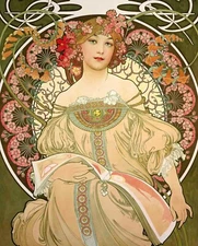 Art Nouveau Style Fine Art Print by Alphonse Mucha of a Beautiful Woman