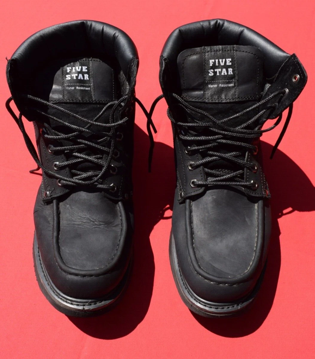 Men s FIVE STAR Insulated Water Resistant Black Leather Work Boots