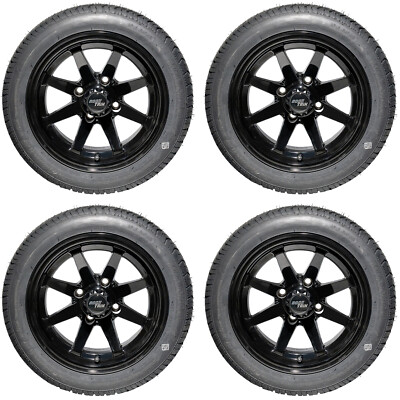 (4) Golf Cart 12'' RockTrix RT102 Wheels Rims 12x7 ET-25 and 215/40R12 DOT Tires