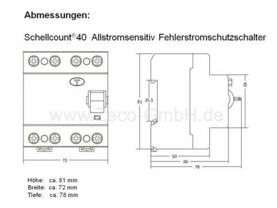 FI Fehlerstromschutzschalter RCCB RCD 40A 4-pol. Typ B Elektroauto PV