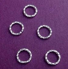 200 Silver Plated Open Jump Rings Fancy Twisted Design 8mm 16 gauge (Brass)